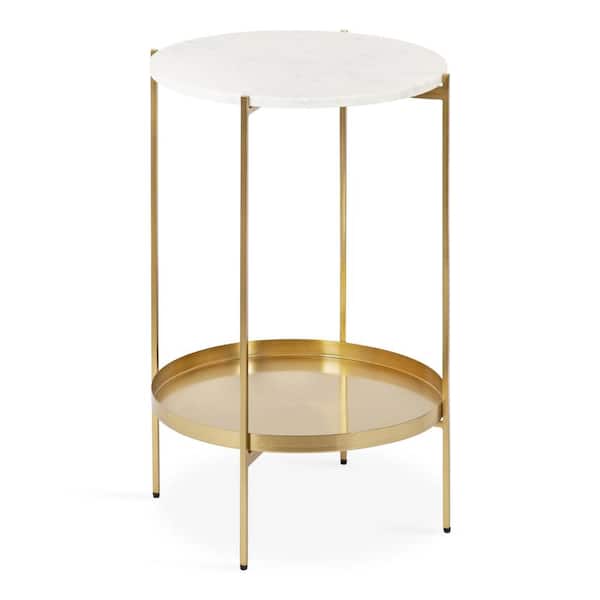 Kate and Laurel Lavish 17.00 in. Gold Round Metal End Table