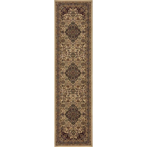 Home Decorators Collection Silk Road Ivory 2 ft. x 7 ft. Medallion Runner Rug