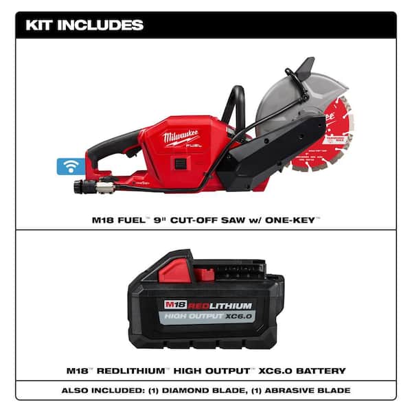 M18 FUEL ONE-KEY 18V Lithium-Ion Brushless Cordless 9 in. Cut Off Saw with (1) 6.0 Ah Battery