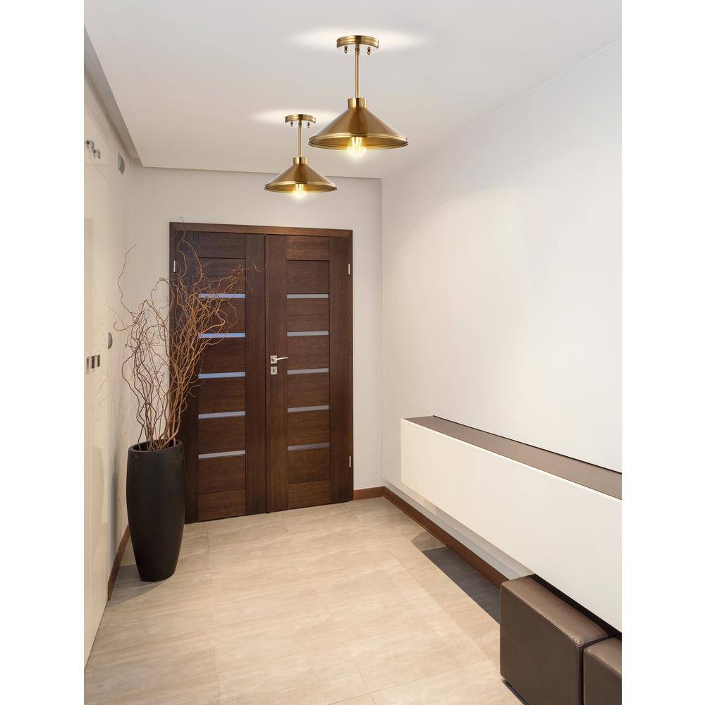 Cisco 11.75" Brass Gold LED Farmhouse Drum Ceiling Light