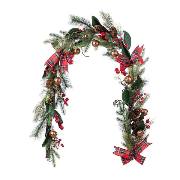 6ft. Bell, Pinecone and Berry Bow Unlit Artificial Christmas Garland