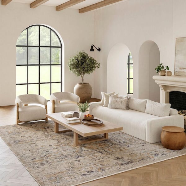 Nyle Ivory Taupe 9 ft. x 11 ft. Vintage Persian Area Rug