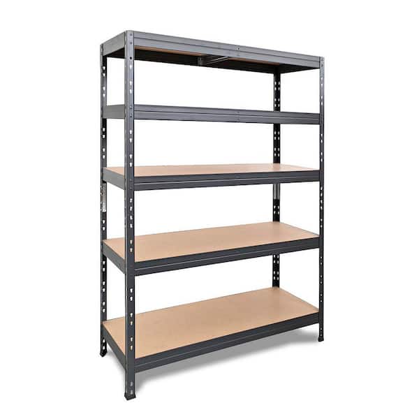 5-Tier Powder-Coated Steel Garage Storage Shelving Unit in Matte Dark Gray, HDF Racks (39.4 in. W x 71 in. H x 20 in. D)
