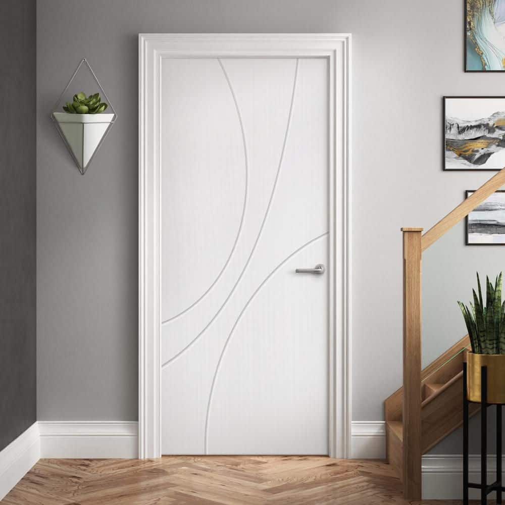 White Smooth Painted Hollow Core MDF Interior Slab Door, 36" x 80"