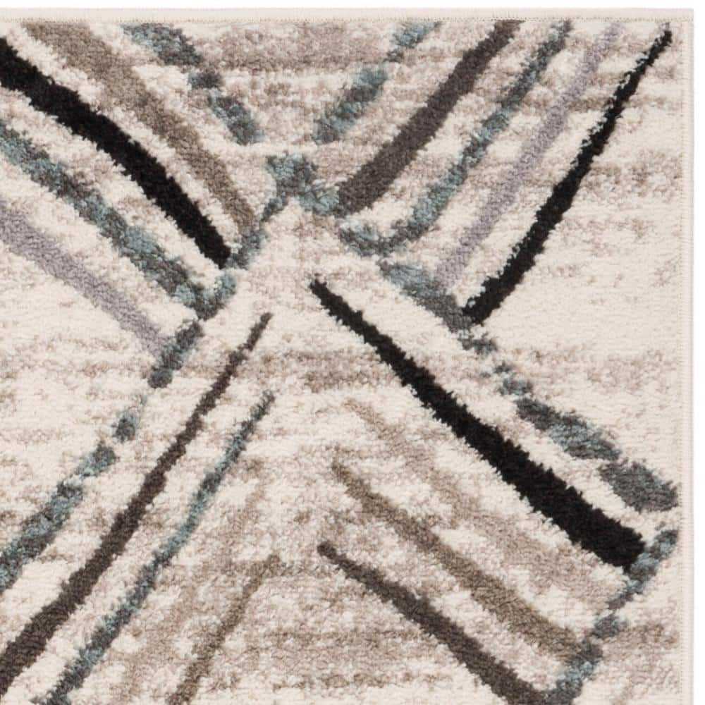 Round Multicolor Geometric Synthetic 36" Easy Care Area Rug