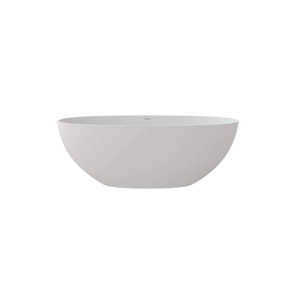 61 in. x 29.92 in. Stone Resin  Double Slipper Bathtub Freestanding Solid Surface Flat Bottom Soaking Tub in Matte White price history on PriceWatchPro