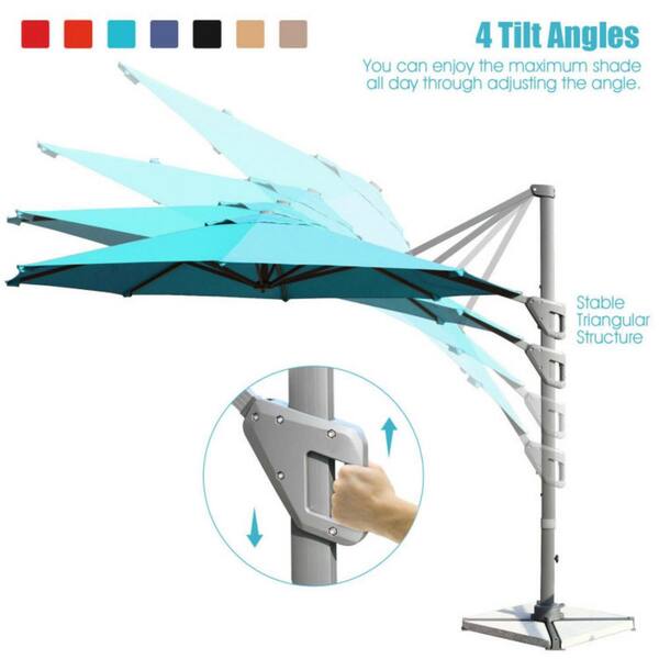 Clihome 11 ft. Cantilever Offset Patio Umbrella in Turquoise with 360-Degree and Tilt System CL-TU10190 - The Home Depot