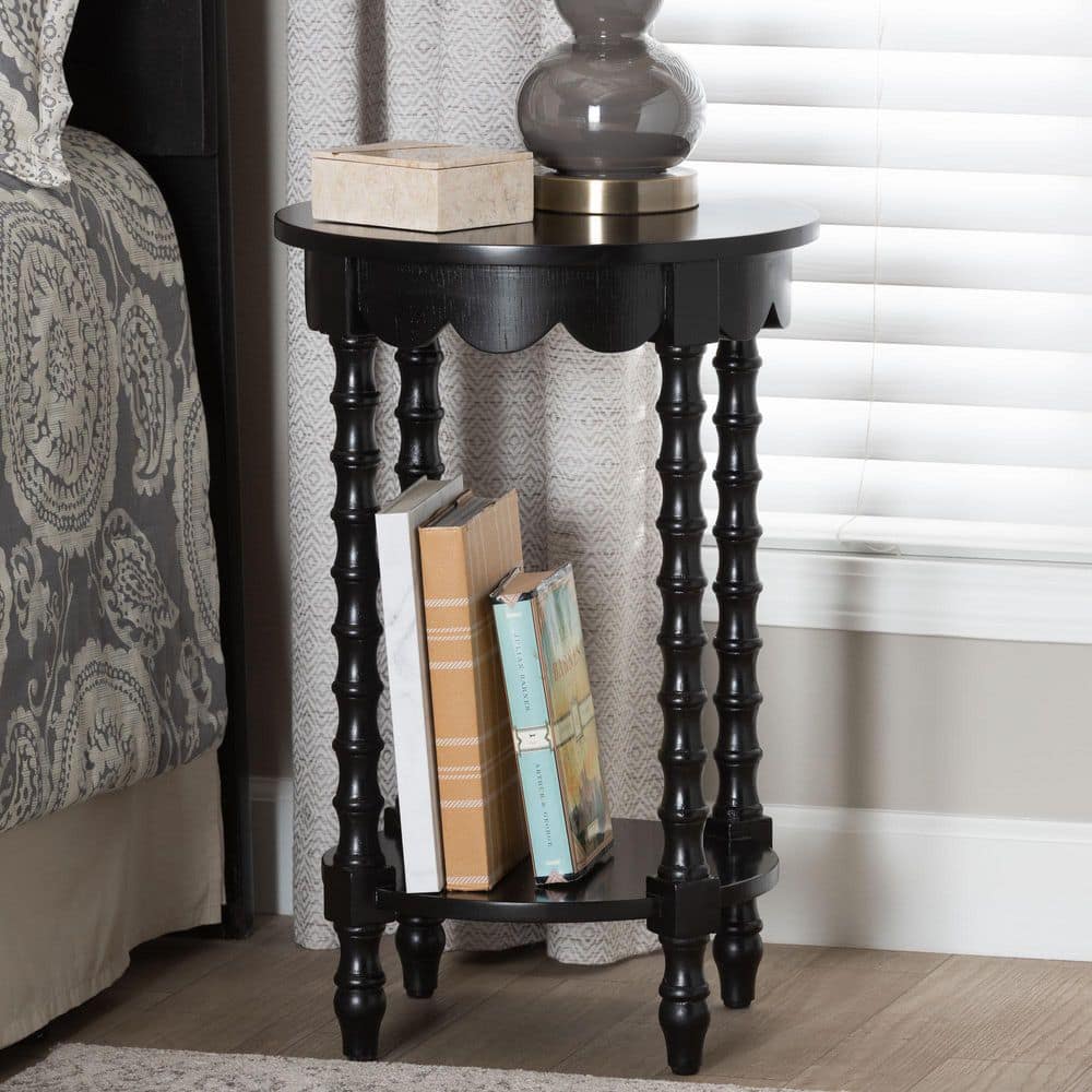 Baxton Studio Sally Black Wood Nightstand with Shelf 266-14638-HD
