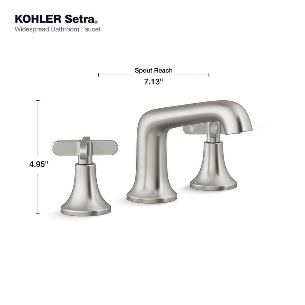 Vibrant Brushed Nickel Double Handle Widespread Bathroom Faucet