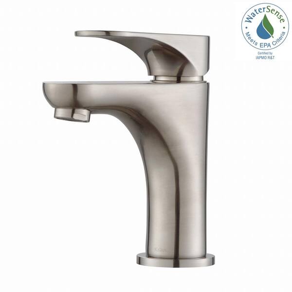 KRAUS Aquila Single Hole Single-Handle Basin Bathroom Faucet in Brushed Nickel