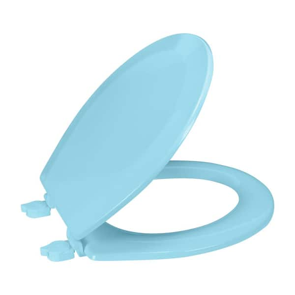 Bath Bliss Beveled Wood Standard Round Toilet Seat-light Blue