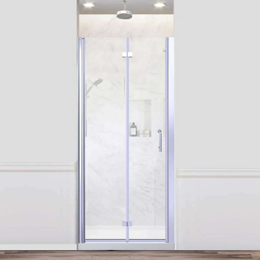 34-35 3/8 in. W x 72 in. H Bifold Semi-Frameless Shower Door in Chrome with Clear Tempered Glass,Reversible Installation price history on PriceWatchPro