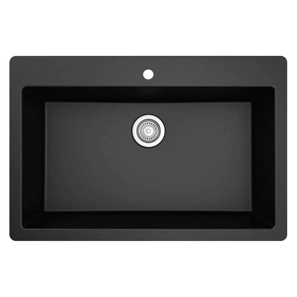 Black Quartz Single Bowl Drop-In Kitchen Sink