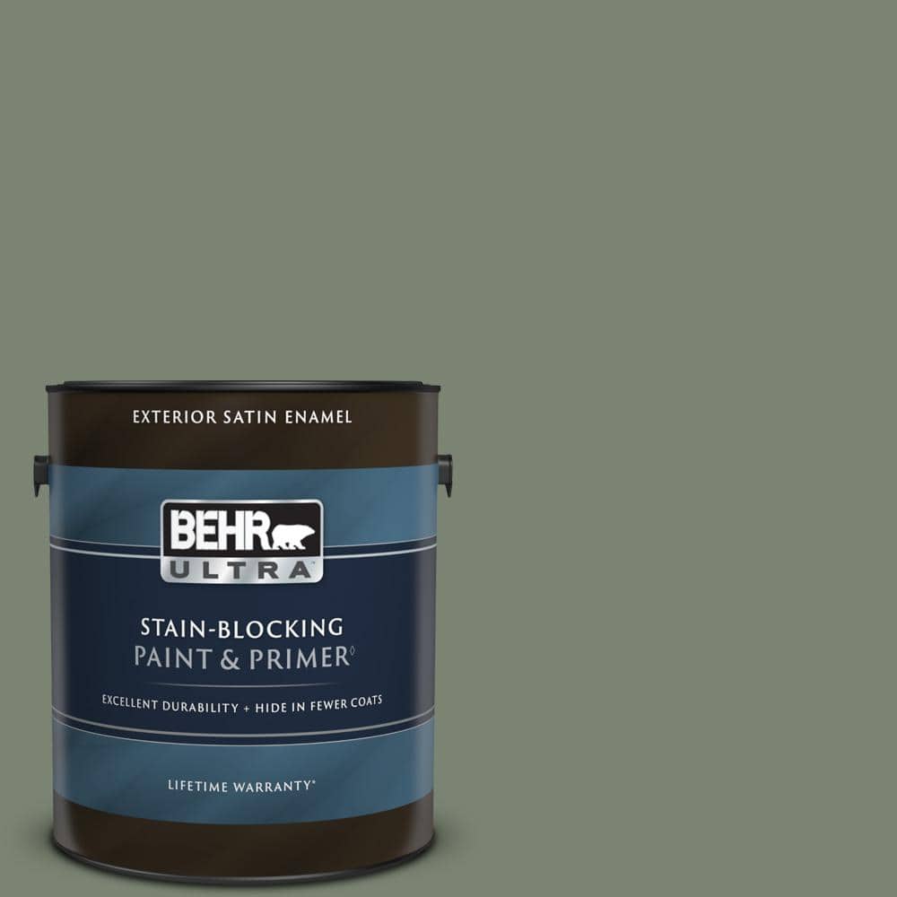 BEHR MARQUEE 1 gal. #ICC-77 Sage Green Flat Exterior Paint & Primer 445301  - The Home Depot