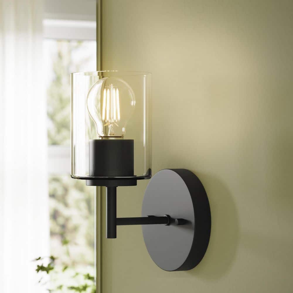 Replay 5.125 in. 1-Light Black Vanity Light with Clear Glass Shade price history on PriceWatchPro