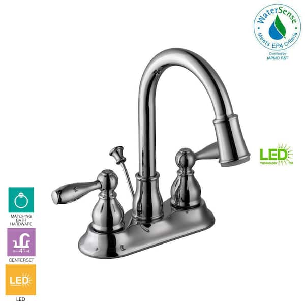 Glacier Bay Mandouri 4 in. Centerset 2 Handle LED Bathroom Faucet