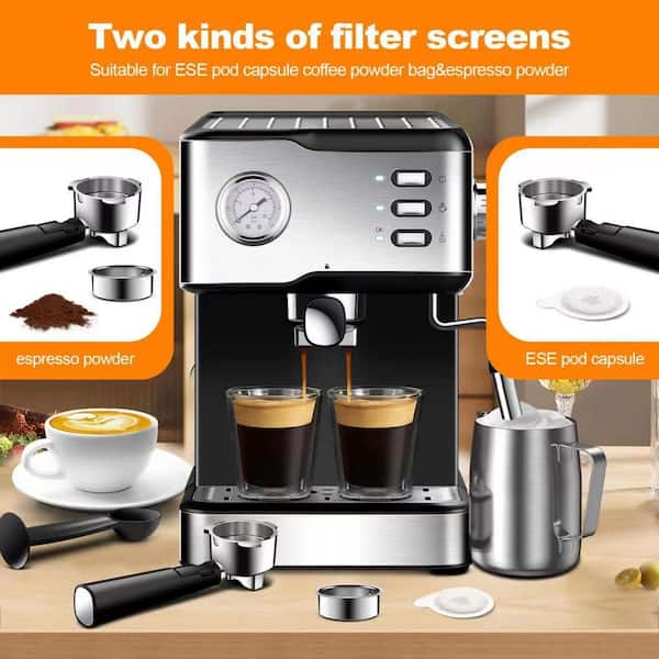 Espresso Machine, 20 Bar Expresso Coffee Machine, 1.5L Removable Water  TankSemi-Automatic Coffee Machine With Steam Wand For Espresso, Latte