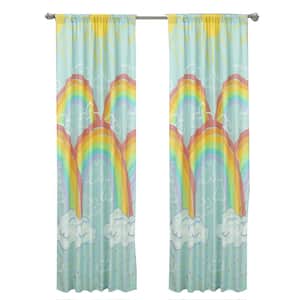 Rainbow Clouds 48 in x 84 in Microfiber Light Filtering Window Panel in Blue (2-pack)