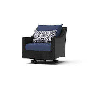 Deco 5-Piece Wicker Motion Patio Conversation Set with Sunbrella Navy Blue Cushions