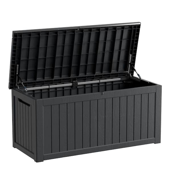 230 Gal. Large Resin Deck Box with Lock and Handles Versatile Storage for Patios, Balconies, and Utility Spaces