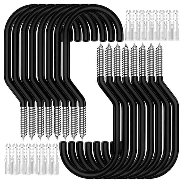 16-Pack 6 in. Black Carbon Steel Heavy Duty Bike Hooks with PVC Coating for Garage Wall and Ceiling Storage