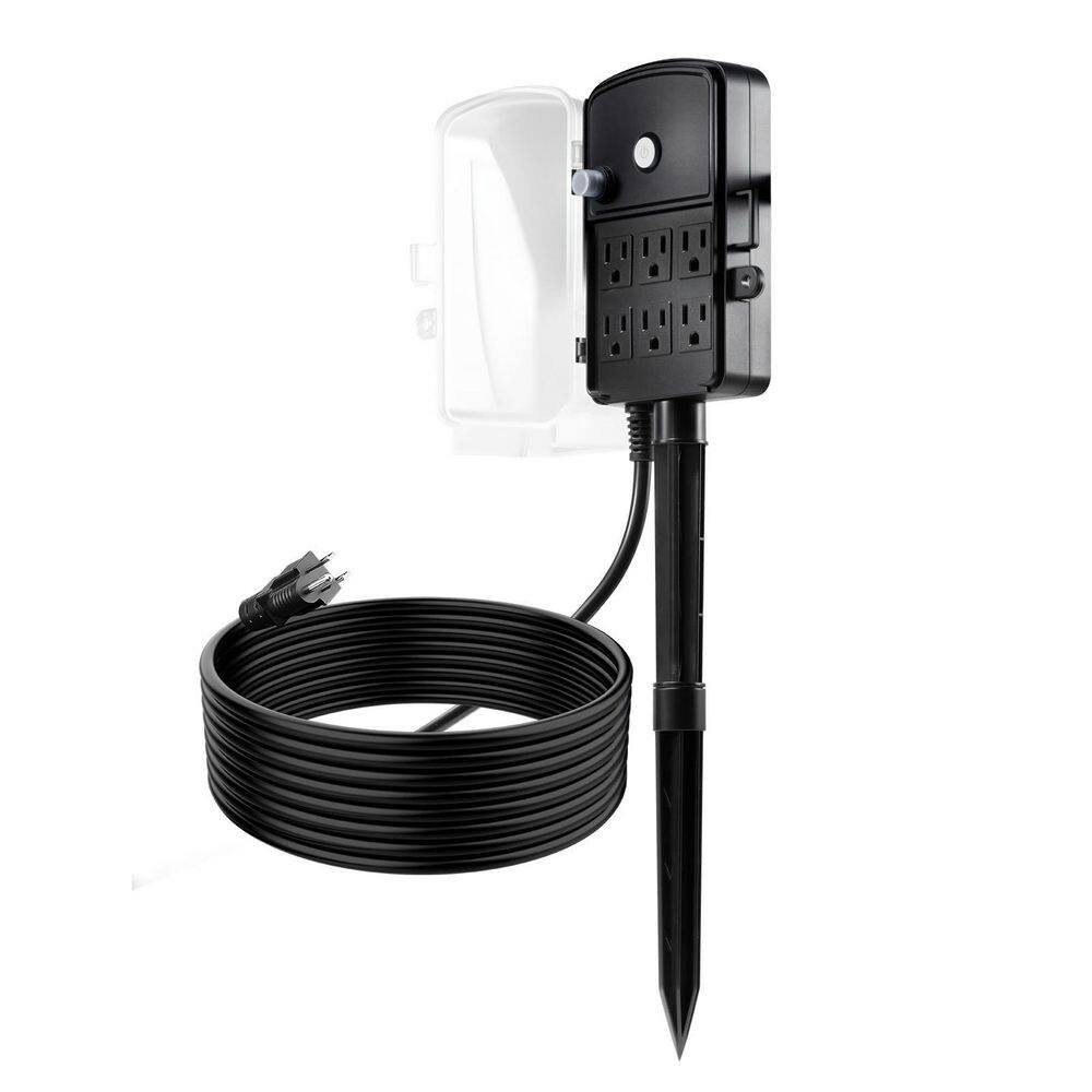 Outdoor Power Stake, 15 ft. Extension Cord, Weatherproof Power Strip with Cover, 6 Outlets, 15A for Christmas Lights price history on PriceWatchPro