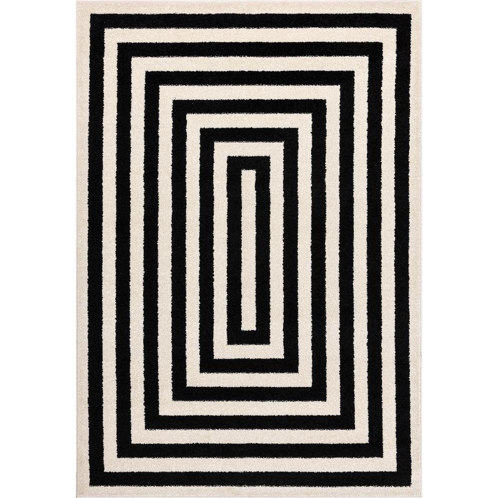 Home Decorators Collection Black and Ivory Geometric Diamond