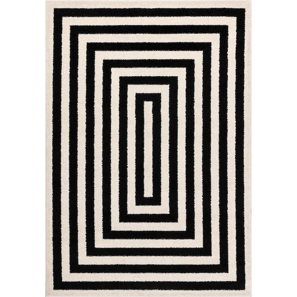 Abani Casa Ivory 9 ft. x 12 ft. Abstract Polypropylene Area Rug