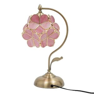 17.32 in. Pink European Style Task and Reading Desk Lamp with Petal Glass Lampshade