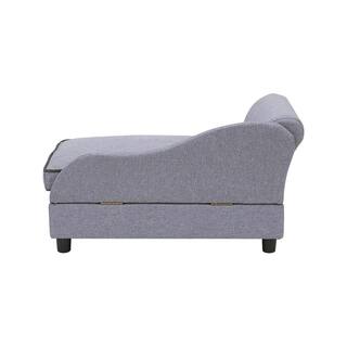 Sofá Chaise Teamson Pets Para Seu Pet - Cama Confortável Com Armazenamento, Lavável, Cor Cinza Claro