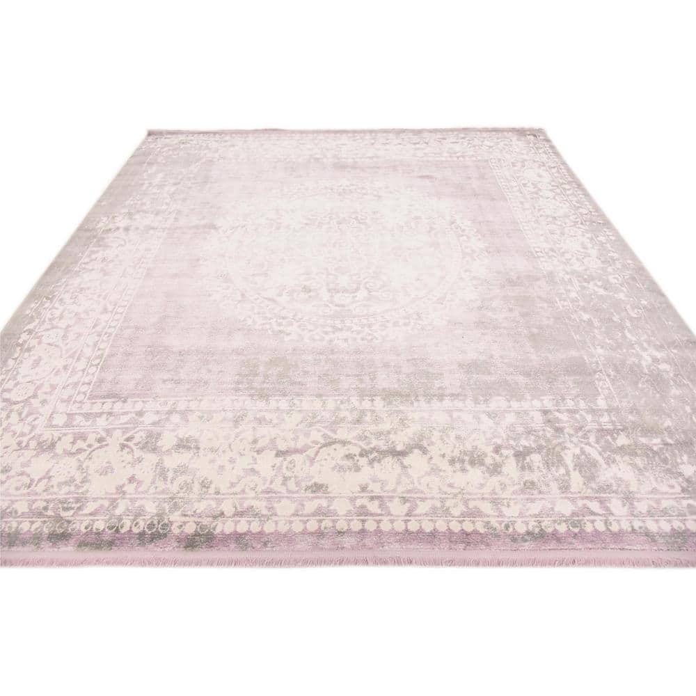 Olwen Purple and Gray Square Synthetic Area Rug