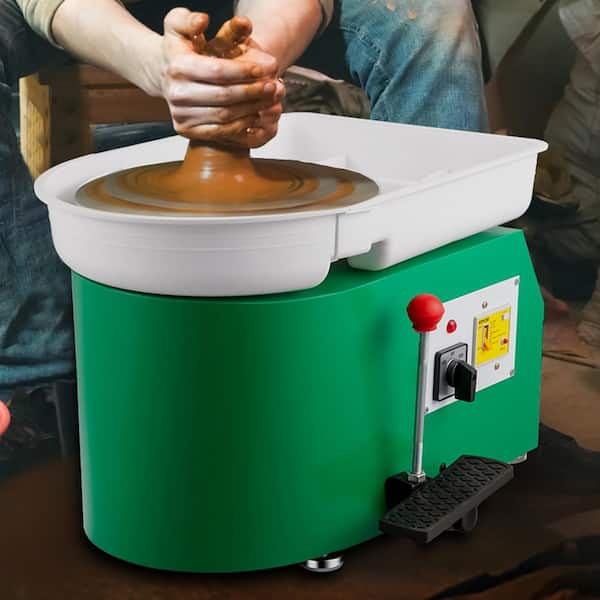 11 in. Pottery Wheel 350-Watt Adjustable Feet Lever Pedal Electric DIY Clay Tool with Tray for Ceramic Work, Green