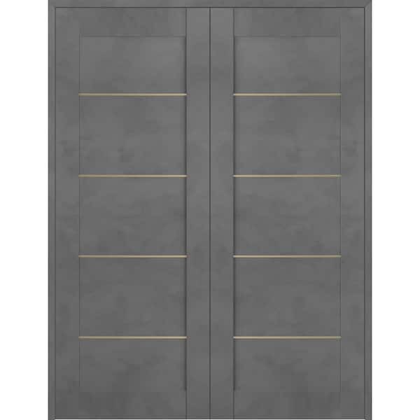 Belldinni Vona 07 4H Gold 72 in. x 80 in. Both Active Dark Urban Wood Composite Double Prehung Interior Door