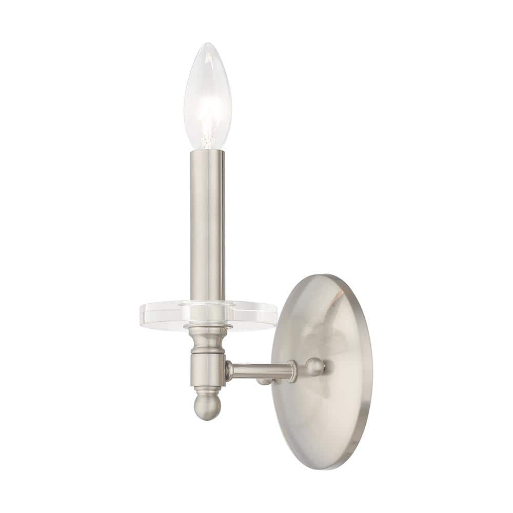 Bancroft Elegance Brushed Nickel 1-Light Crystal Sconce