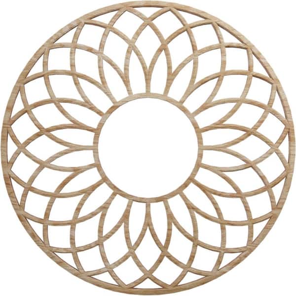 Ekena Millwork 16 in. x 16 in. x 1/4 in. Cannes Wood Fretwork Pierced Ceiling Medallion, Red Oak