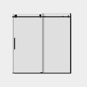Eletta 60 in. W x 60 in. H Sliding Semi-Frameless Tub Door in Matte Black Finish with Clear Glass