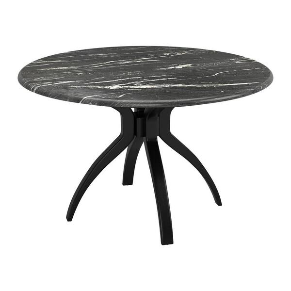 ZUO Sumay 50.0 in. Round Black HPL Stone Top with Steel