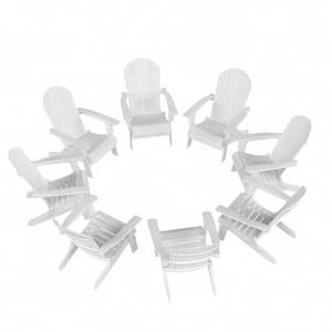 Vineyard Outdoor White Plastic Folding Adirondack Chair (Set of 8)
