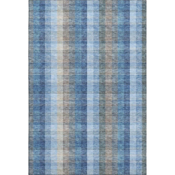 Addison Rugs Mayfield Premium Machine Washable Abstract AMF966 Denim 10 ft. x 14 ft. Area Rug