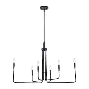 6-Light Black Round Chandelier, No Bulbs Included