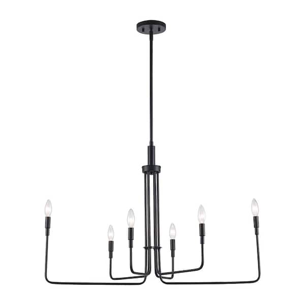 6-Light Black Candle Chandelier Light Fixture