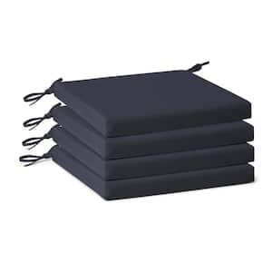 FadingFree (Set of 4) Outdoor Dining Square Patio Chair Seat Cushions with Ties, 16.5 in. x 15.5 in. x 1.5 in. Navy Blue