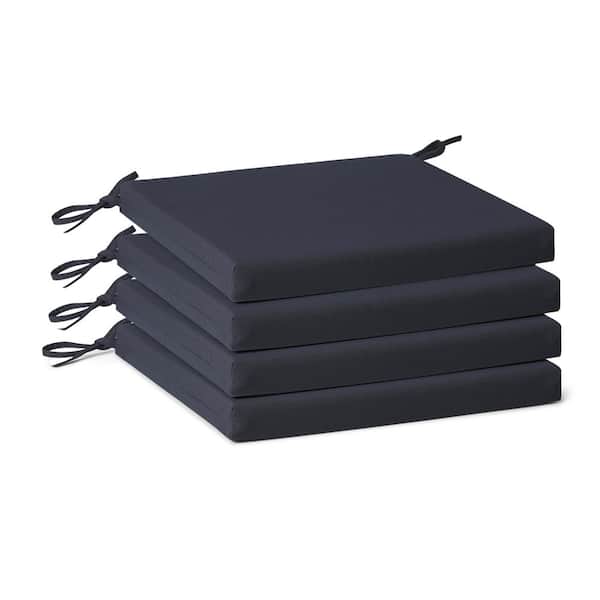 WESTIN OUTDOOR FadingFree (Set of 4) Outdoor Dining Square Patio Chair Seat Cushions with Ties, 19 in. x 17 in. x 2 in., Navy Blue