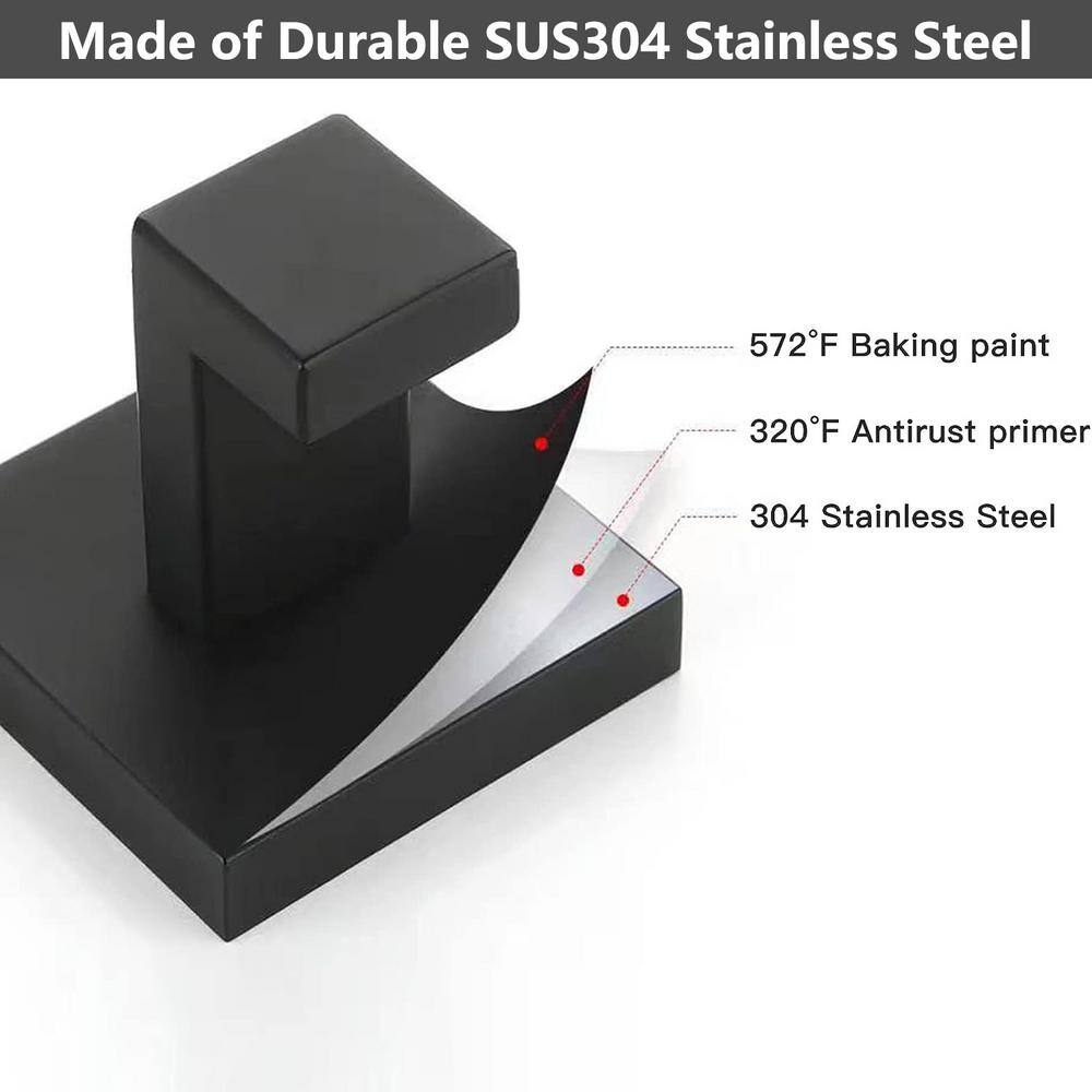 Matte Black Stainless Steel Wall Mounted J-Hook Set