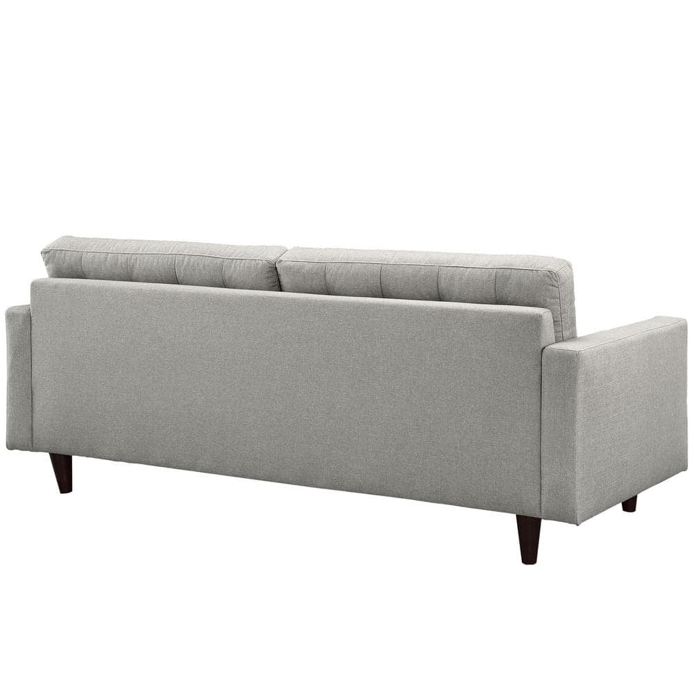 Light Gray Tufted Fabric Sofa with Wood Legs