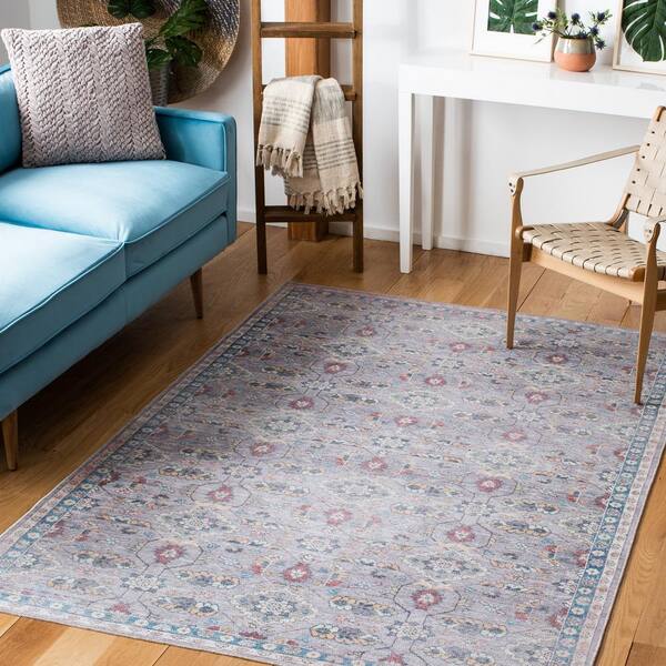 Serapi Gray/Beige 8 ft. x 10 ft. Machine Washable Floral Geometric Area Rug
