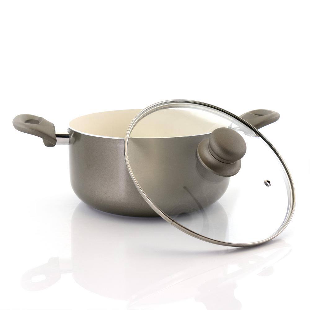 Newcrest Gray Ceramic Nonstick Aluminum Cookware Set with Lids - 8 Piece