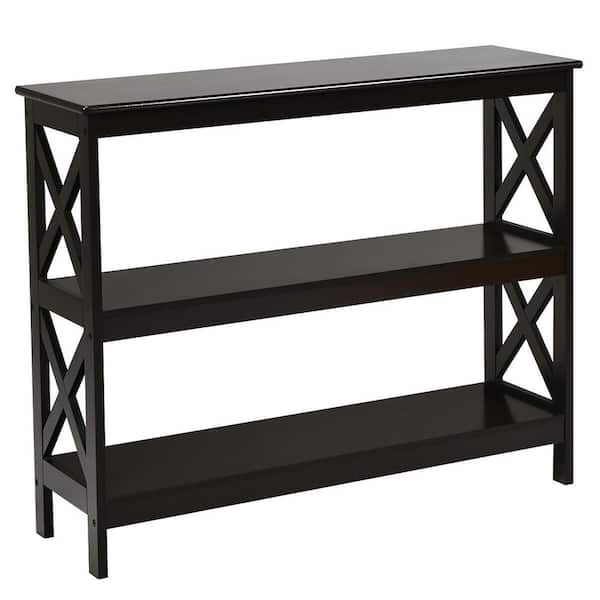 Costway 39.5 in. Brown Standard Rectangle Wood Console Table with Shelf