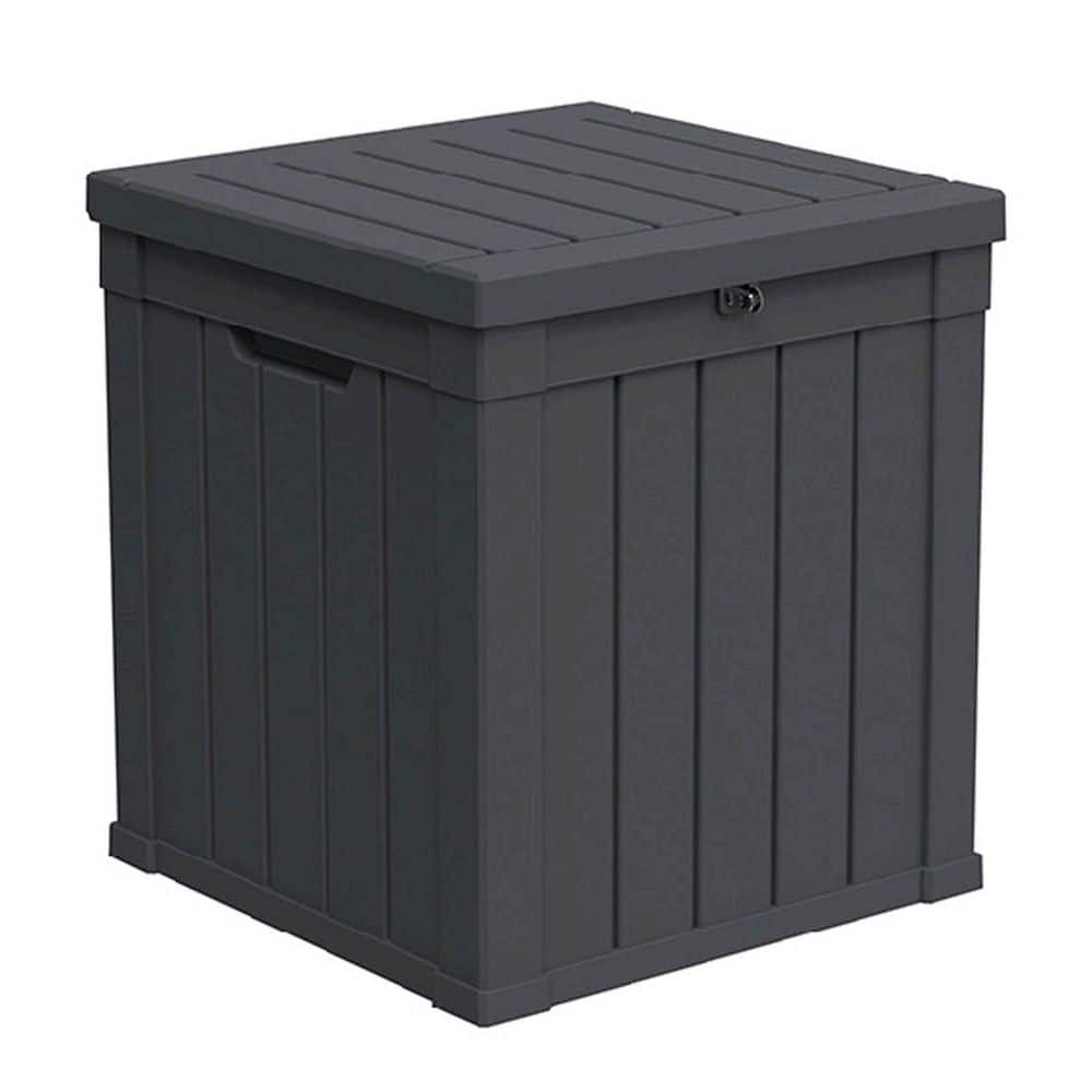 LuckByte 50 Gal. Resin Deck Box Outdoor Storage Box with high ...