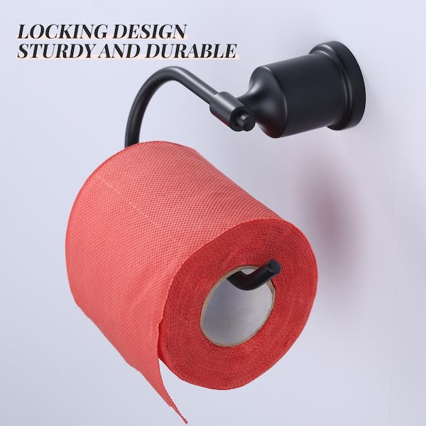 Wall Mounted Bathroom Accessories Toilet Paper Holder, Bath Toilet Tissue Holder in Black (2-Pack)